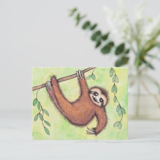 Niedlich Sloth Postkarte (Stehend Vorderseite)