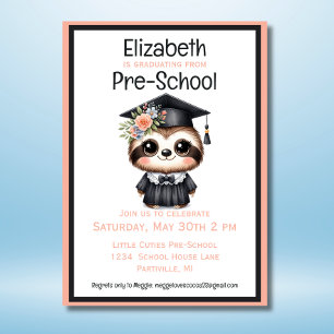 Niedlich Sloth Preschool Kids Graduation Party Einladung