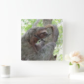 Niedlich Sloth Quadratische Wanduhr (Zuhause)