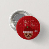 Niedlich Sloth Red Merry Slothmas Weihnachtsschalt Button (Vorne & Hinten)