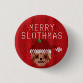 Niedlich Sloth Red Merry Slothmas Weihnachtsschalt Button (Vorderseite)