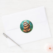 Niedlich Sloth Runder Aufkleber (Umschlag)