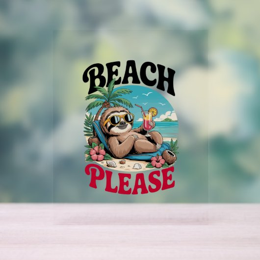 Niedlich Sloth Summertime Acrylschild (Neutral)