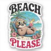 Niedlich Sloth Summertime Aufkleber (Vorderseite)