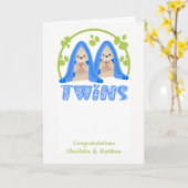 Niedlich Sloth Two Boys New Twin Babys Karte (Gelbe Blume)