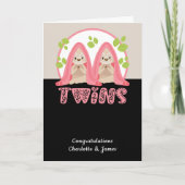 Niedlich Sloth Two Girls Neue Zwillingsbabys Karte (Vorderseite)