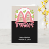 Niedlich Sloth Two Girls Neue Zwillingsbabys Karte (Gelbe Blume)