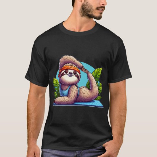 Niedlich Sloth Yoga Pose T-Shirt (Vorderseite)