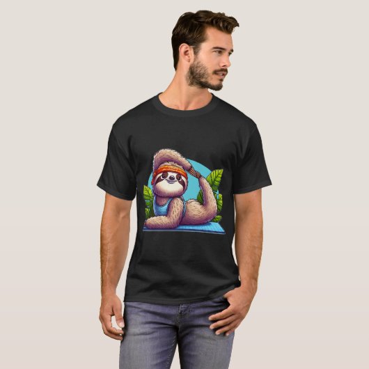 Niedlich Sloth Yoga Pose T-Shirt (Vorne ganz)
