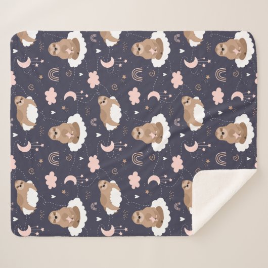 Niedlich Sloths Sherpa Blanket Sherpadecke (Vorderseite (Horizontal))