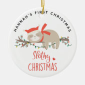 Niedlich Slothy 1. Weihnachtskids Keramik Ornament (Vorne)