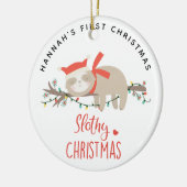 Niedlich Slothy 1. Weihnachtskids Keramik Ornament (Links)