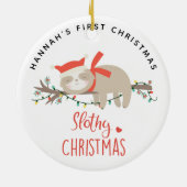 Niedlich Slothy 1. Weihnachtskids Keramik Ornament (Hinten)