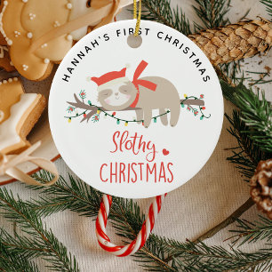 Niedlich Slothy 1. Weihnachtskids Keramik Ornament