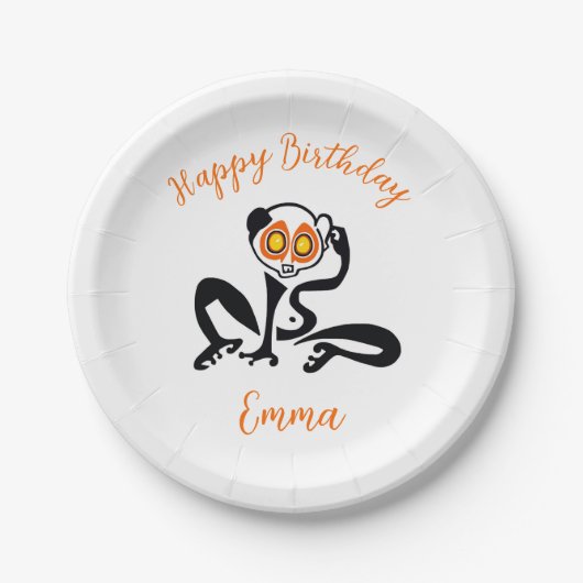 Niedlich Slow LORIS - Happy Birthday - Party Pappteller (Vorderseite)