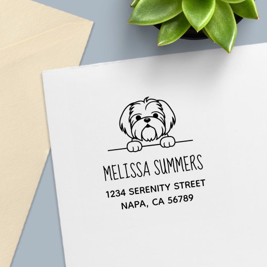 Niedlich Small Dog Shih Tzu-Adresse Permastempel