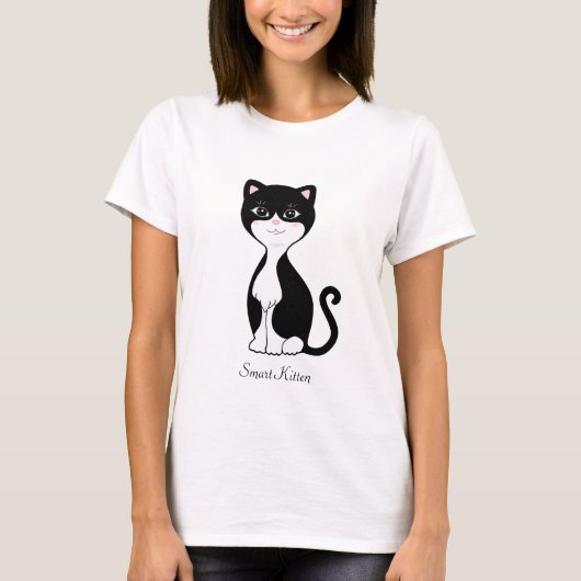 Niedlich Smart Tuxedo Cat T-Shirt (Vorderseite)