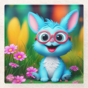 Niedlich Smiling Blue Bunny Wearing Brillen-567345 Glasuntersetzer