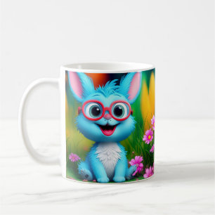 Niedlich Smiling Blue Bunny Wearing Brillen-567345 Kaffeetasse