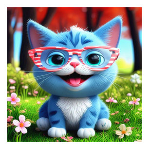 Niedlich Smiling Blue Kitten-556655 Fotodruck