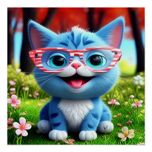 Niedlich Smiling Blue Kitten-556655 Poster (Vorderseite)
