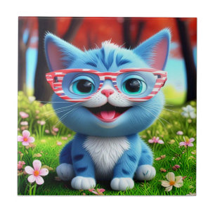 Niedlich Smiling Blue Kitten-55665 Fliese