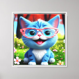 Niedlich Smiling Blue Kitten-55665 Leinwanddruck
