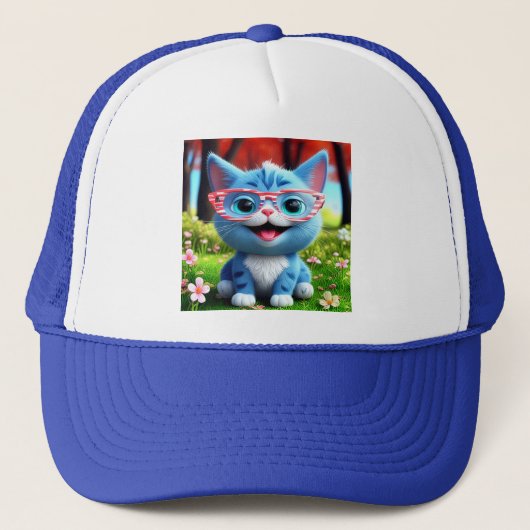 Niedlich Smiling Blue Kitten-55665 Truckerkappe (Vorderseite)