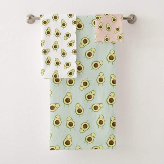 Niedlich Smiling Kawaii Avocado Pattern Badhandtuch Set (Insitu)