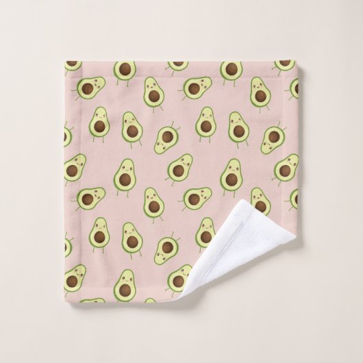 Niedlich Smiling Kawaii Avocado Pattern Badhandtuch Set (Waschlappen)