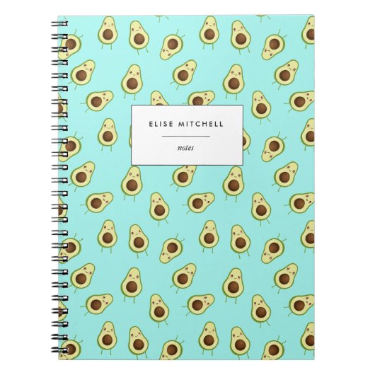 Niedlich Smiling Kawaii Avocado Pattern Notizblock (Vorderseite)