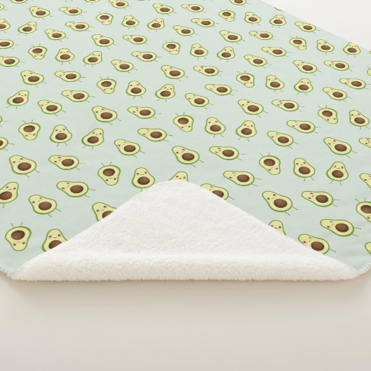 Niedlich Smiling Kawaii Avocado Pattern Sherpadecke (3/4)