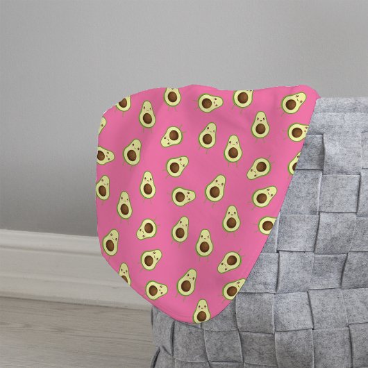 Niedlich Smiling Kawaii Avocado Pattern Sherpadecke