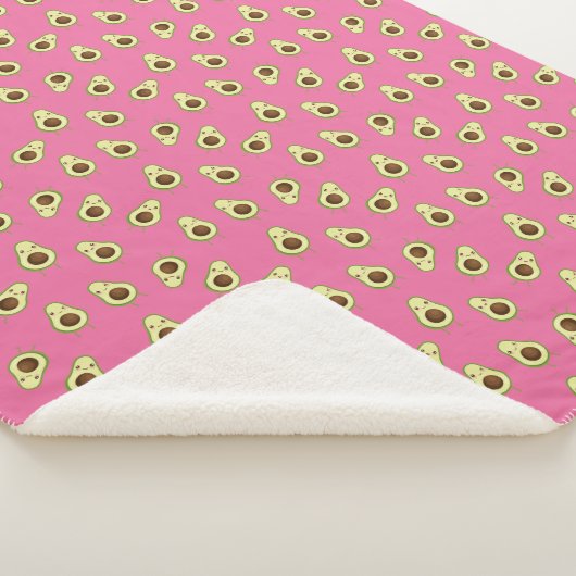Niedlich Smiling Kawaii Avocado Pattern Sherpadecke (3/4)
