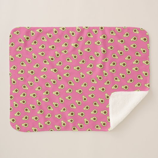 Niedlich Smiling Kawaii Avocado Pattern Sherpadecke (Vorderseite (Horizontal))