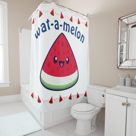 Niedlich Smiling Kawaii Watermelon Duschvorhang (Beispiel)