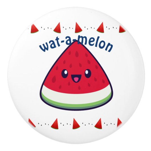 Niedlich Smiling Kawaii Watermelon Keramikknauf (Vorderseite)