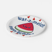Niedlich Smiling Kawaii Watermelon Pappteller (Schrägansicht)