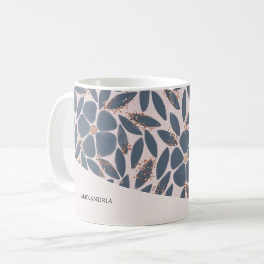 Niedlich Smokey Blue Pink Rose Gold Glitzer Tasse (Vorderseite Links)