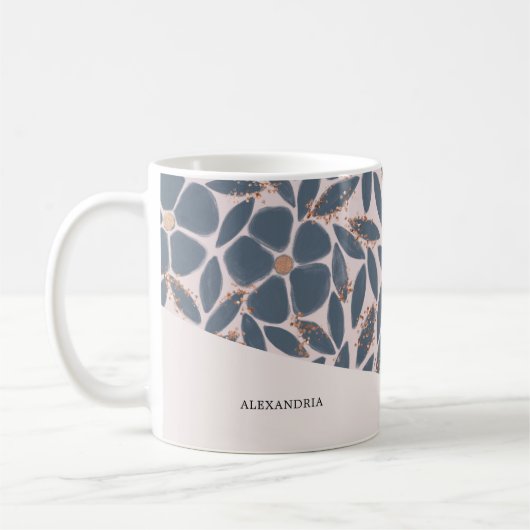 Niedlich Smokey Blue Pink Rose Gold Glitzer Tasse (Links)