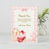 Niedlich Smore Milk Cookie Gingham Winter Baby Dus Dankeskarte (Stehend Vorderseite)