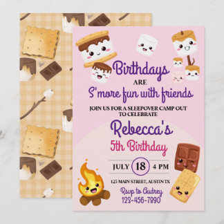 Niedlich S'mores Campout Geburtstagsparty Einladung