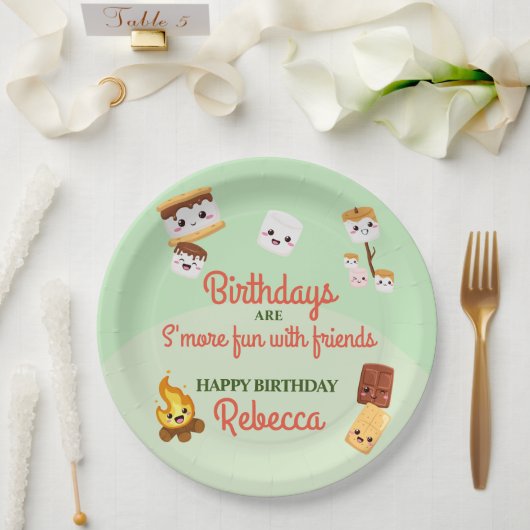Niedlich S'mores Campout Geburtstagsparty Pappteller (Hochzeit)