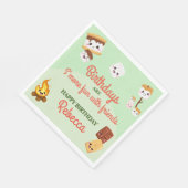 Niedlich S'mores Campout Geburtstagsparty Serviette (Ecke)