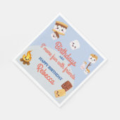 Niedlich S'mores Campout Geburtstagsparty Serviette (Ecke)