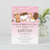 Niedlich S'mores Hot Cocoa Camping Bonfire Geburts Einladung (Stehend Vorderseite)