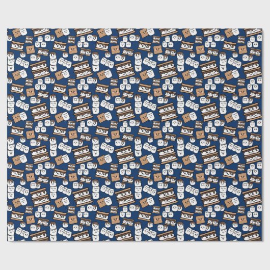 Niedlich Smores Marshmallow Illustration Geschenkpapier (Flach)