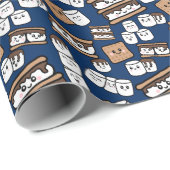 Niedlich Smores Marshmallow Illustration Geschenkpapier (Rolleneckpunkt)