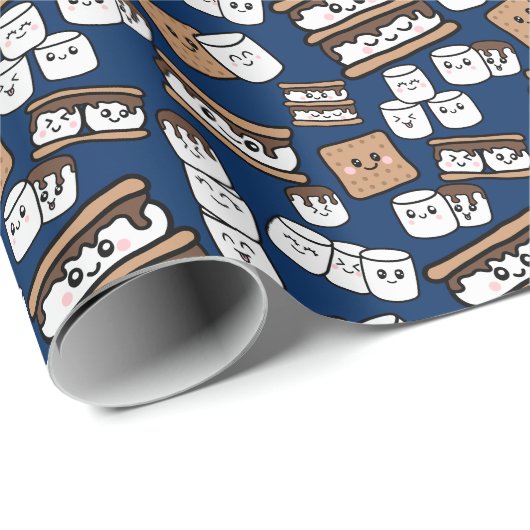Niedlich Smores Marshmallow Illustration Geschenkpapier (Rolleneckpunkt)