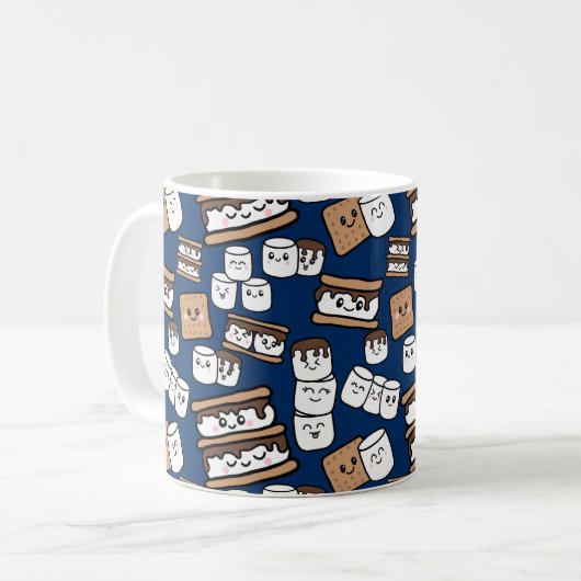 Niedlich Smores Marshmallow Illustration Kaffeetasse (Vorderseite Links)